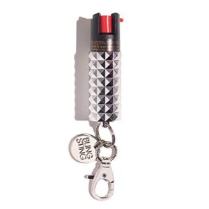 BLINGSTING Pepper Spray - Professional Grade, Maximum Strength with 1.4 Major Capsaicinoids & 12ft Effective Range - Silver, 1 Count