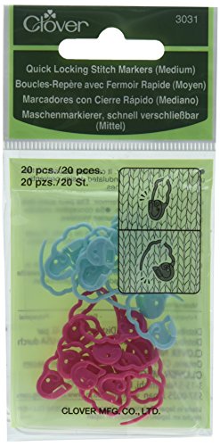 Clover Quick Locking Stitch Markers - Medium 20/Pkg