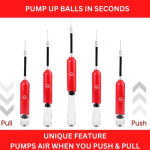 Ball Pump for Sports Balls - 5 Needles - Basketball Pump, Soccer Ball Pump - Air Pump for Balls, Volleyball, Football Accessories Equipment - Hand Pump for Inflatables - Never Lose Pin with Holder