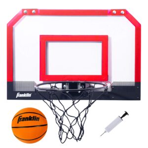 Franklin Sports Over the Door Indoor Basketball Hoop - Kids Mini Hoop for Bedroom - Steel Rim Mini Hoop - Includes Ball and Pump - Red Light Up