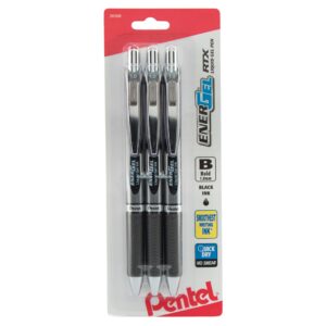 pentel® energel rtx pens, 1.0 mm, bold point, black ink, pack of 3