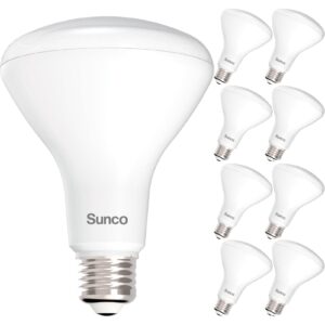 sunco 8 pack br30 led bulbs, indoor flood lights cri93 11w equivalent 65w 5000k daylight 850 lumens, e26 base, 25000 lifetime hours interior home dimmable recessed can light bulbs - ul