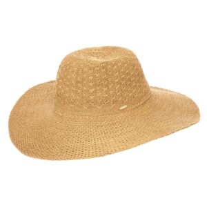 Coolibar UPF 50+ Women's Perla Packable Wide Brim Hat - Sun Protective (One Size- Tan)