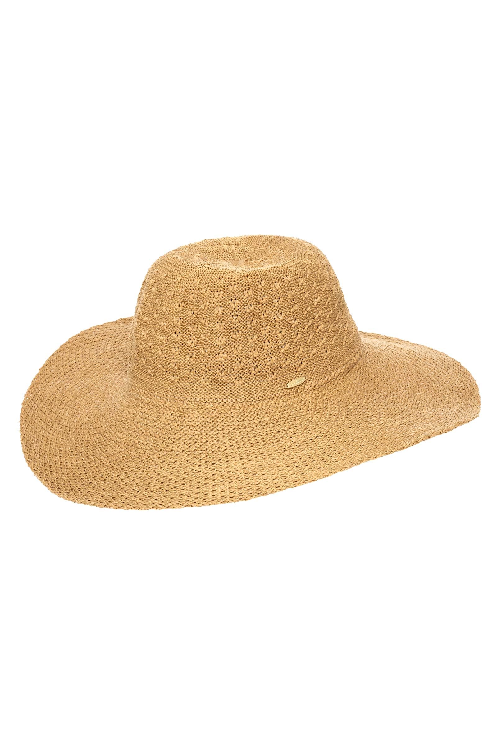 Coolibar UPF 50+ Women's Perla Packable Wide Brim Hat - Sun Protective (One Size- Tan)