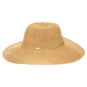 Coolibar UPF 50+ Women's Perla Packable Wide Brim Hat - Sun Protective (One Size- Tan)