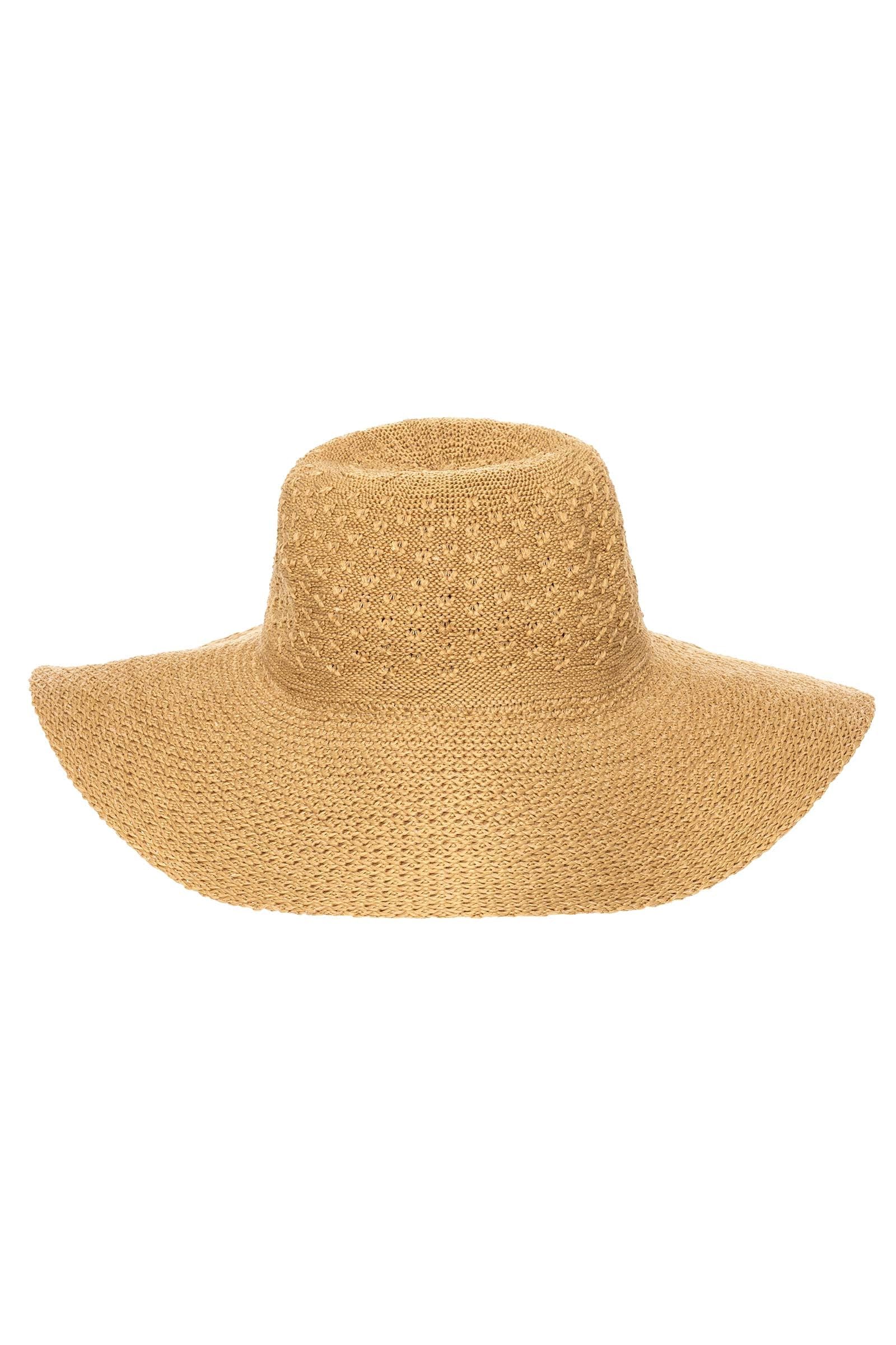 Coolibar UPF 50+ Women's Perla Packable Wide Brim Hat - Sun Protective (One Size- Tan)