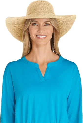 Coolibar UPF 50+ Women's Perla Packable Wide Brim Hat - Sun Protective (One Size- Natural)