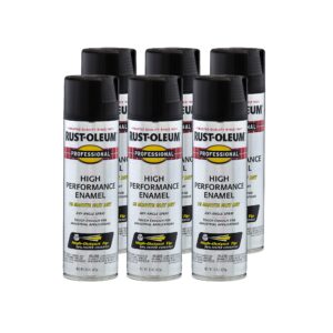 Rust-Oleum 7578838-6PK Professional High Performance Enamel Spray Paint, 15 Oz, Flat Black, 6 Pack