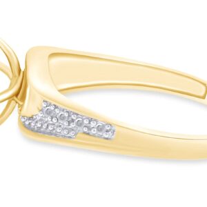 Jewel Zone US Natural Diamond Accent Engagement and Wedding Fashion Ring in 14k Gold Over Sterling Silver (0.03 Ct)