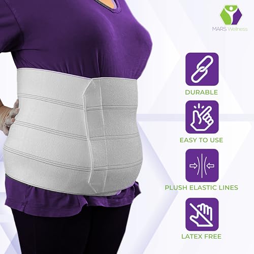 MARS WELLNESS Premium Plus Size Bariatric Abdominal Binder - 12" 4 Section/Panel - Bariatric Binder Abdominal Brace for Men or Women - Fits Waist Sizes 46" - 62"