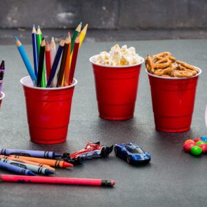 Goodtimes 9oz Kids Cups To-Go Kits With Lids And Straws (15 cups, Red)