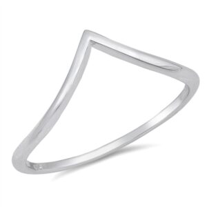 thin pointed chevron thumb high polish ring .925 sterling silver band size 7