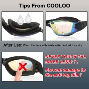 COOLOO Swim Goggles Men, 2 Pack Swimming Goggles for Women Kids Adult Anti-Fog, Purple & Gray