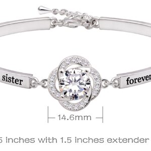 ALOV Jewelry Sterling Silver "always my sister forever my friend" Cubic Zirconia Bracelet