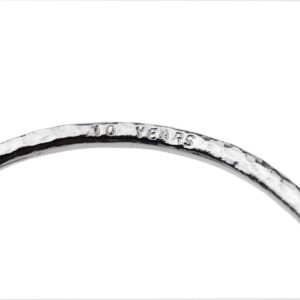 10th Anniversary Bangle for Him & Her - Pure Tin Beaten Bangle Inscribed With 10 Years … (Medium)