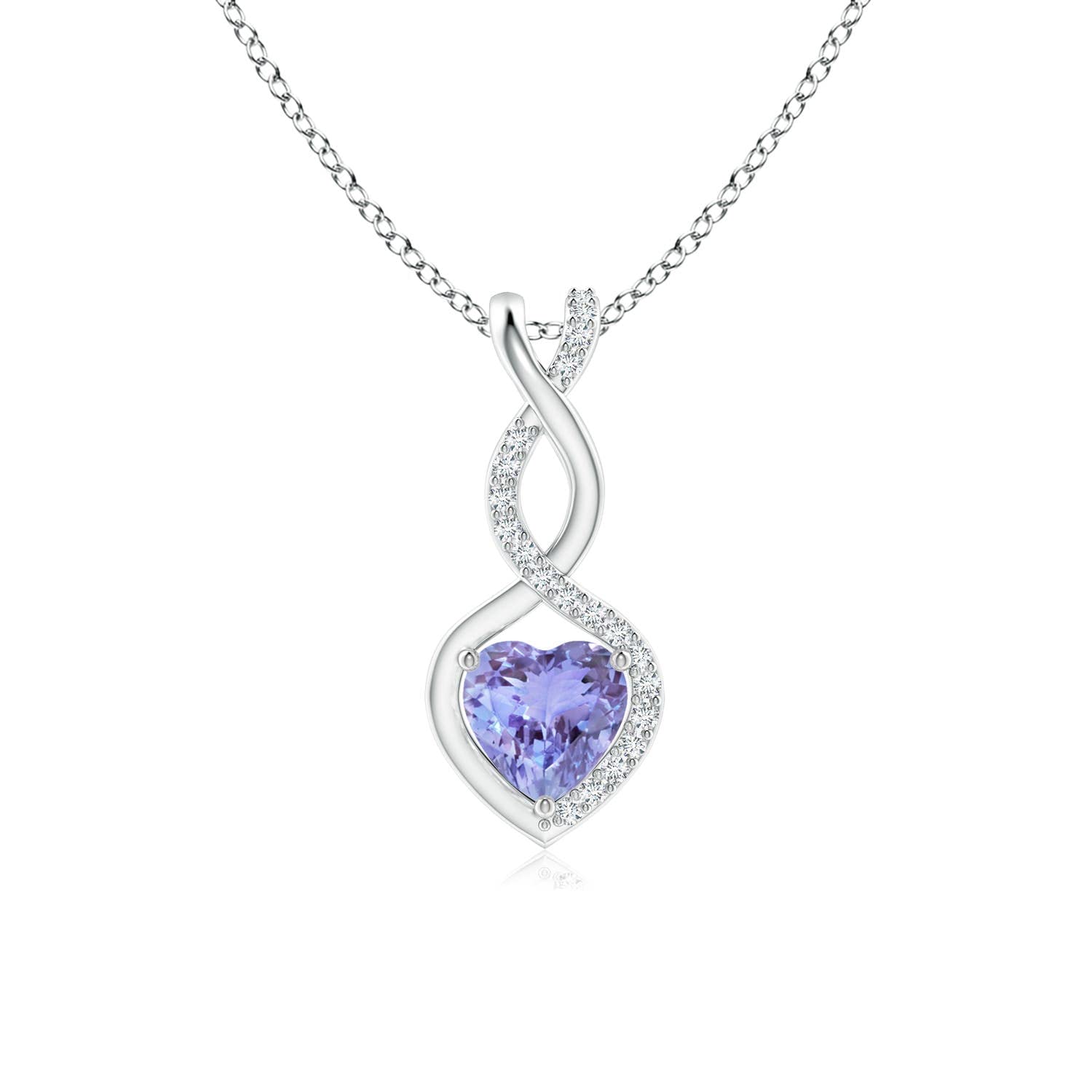 Angara Women’s 0.4 Cttw Sterling Silver Natural Tanzanite Infinity Pendant Necklace with diamond.