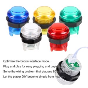 EG STARTS Classic Arcade DIY Kit Parts 2x USB LED Encoder To PC Consols Games + 2x 4/8 Ways Joystick + 20x 5V Illuminated Push Buttons For Mame Raspberry pi (Red/Blue Stick + MIX Color Buttons)