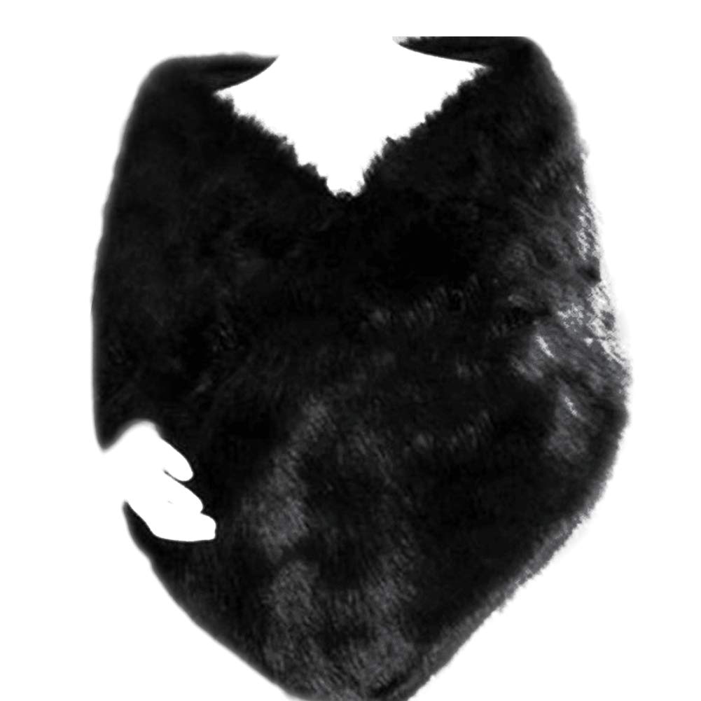 Dikoaina Black Faux Fur Wrap Shawl Shrug Bolero Cape for Bridal Winter Weddings Gift