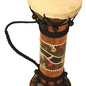 G6 COLLECTION 11.5" Exotic Wooden Hand Carved Double Sided Drum Djembe Home Decor Gift Wood Decoration Handcrafted Accent Decorative Drum Djembe