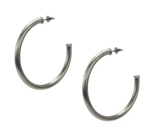 sheila fajl small everybody's favorite 2 inch tubular lightweight womens hoop earrings in brushed gunmetal silver plated