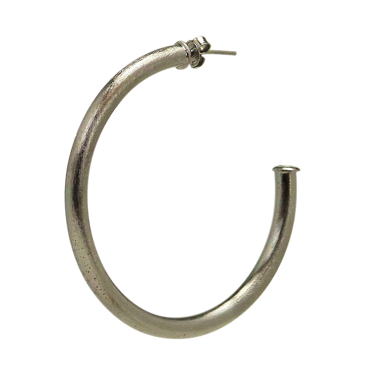 Sheila Fajl Small Everybody's Favorite 2 Inch Tubular Lightweight Womens Hoop Earrings in Brushed Gunmetal Silver Plated