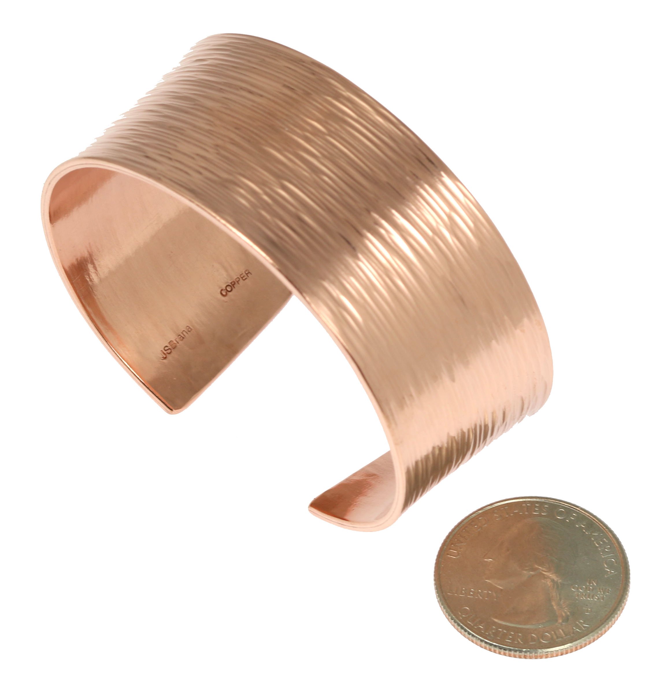 John S. Brana 1 Inch Wide Bark Copper Cuff Bracelet Handmade Jewelry - 100% Solid Uncoated Copper (8)