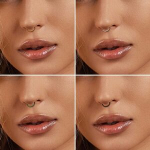 Jstyle 5 Pcs a Set 316L Stainless Steel Septum Piercing Nose Hoop Clicker Ring Hypoallergenic 16G 18G 20G