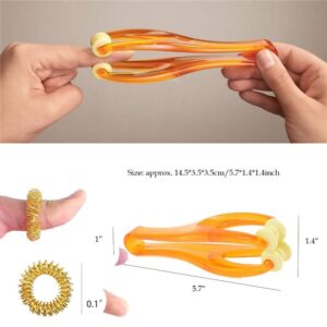 2 Pcs Finger Roller Massager and 5 Pcs Acupressure Massage Rings for Finger Hand Massage, Hand Blood Circulation Massage Roller Tools, Handheld Stress Relief Double Rubber Joint Roller Massager