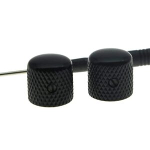 KAISH Set of 2 Black Metal Guitar Dome Knobs Bass Knob with Set Screw for Telecaster/Tele Guitar