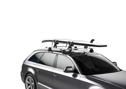 Thule DockGrip - Carries up to 36" wide kayaks and SUPs - Fits all hull shapes - Fits most roof rack cross bars - Kayak roof rack - Stand up paddleboard compatible - 85lb weight capacity