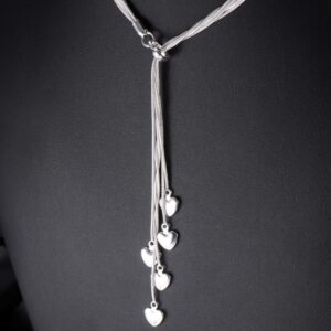 SOSUO 925 Sterling Silver Five-line Chain with Five-Heart Necklace