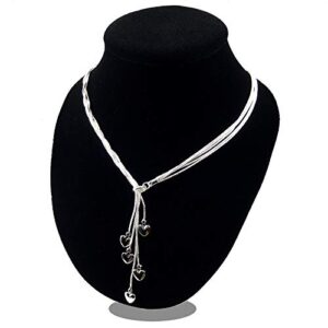 SOSUO 925 Sterling Silver Five-line Chain with Five-Heart Necklace