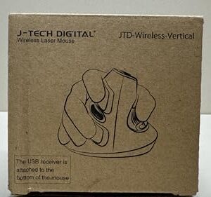 J-Tech Digital Scroll Endurance Mouse Ergonomic Vertical USB Mouse with Adjustable Sensitivity (600/1000/1600 DPI), Removable Palm Rest & Thumb Buttons - Reduces Hand/Wrist Pain (Style 1)