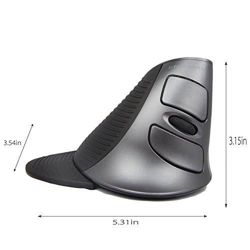 J-Tech Digital Scroll Endurance Mouse Ergonomic Vertical USB Mouse with Adjustable Sensitivity (600/1000/1600 DPI), Removable Palm Rest & Thumb Buttons - Reduces Hand/Wrist Pain (Style 1)