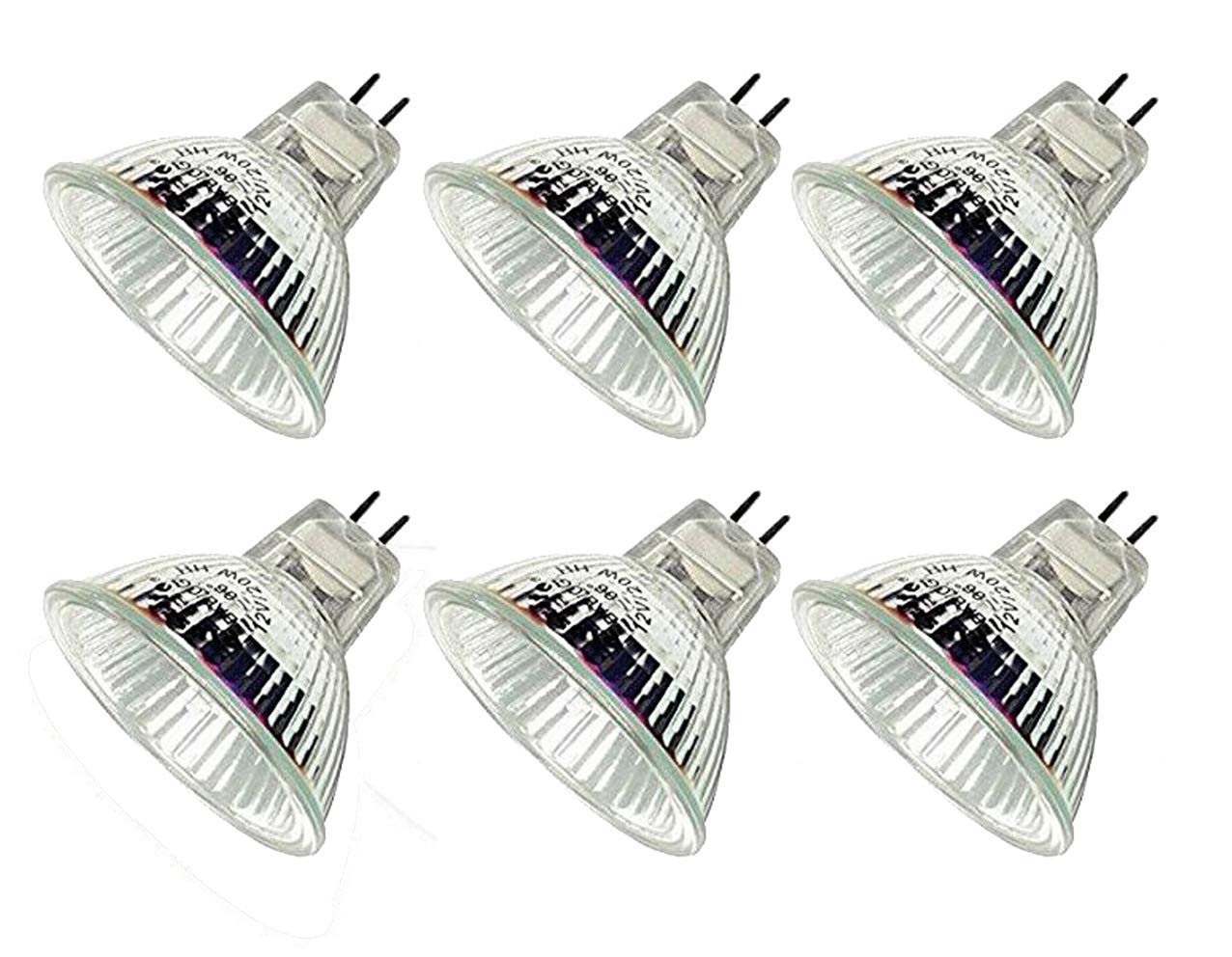 CTKcom MR16 12v 20w Halogen Light Bulbs(6 Pack) - 12 Volt Bi Pin Base,High Lumens, Precision Halogen Reflector Fiber Optic Light Bulb, Glass Cover,6 Pack