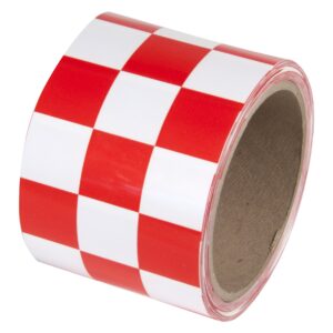 INCOM Manufacturing: 1 inch Square Pattern PVC Checkerboard Racing Laminated Safety Tape, 3 inch x 54 ft., Red and White – Indoor and Outdoor