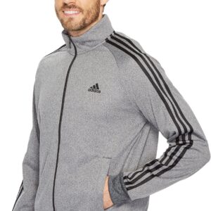 adidas Men's Essentials 3-Stripe Tricot Track Jacket, Dark Grey/Black, Medium