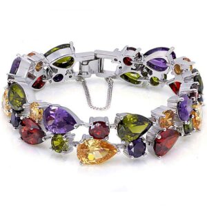 classic ladies bracelet garnet white topaz amethyst citrine peridot pink topza 7 inches (7 inches)