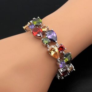 Classic Ladies Bracelet Garnet White Topaz Amethyst Citrine Peridot Pink Topza 7 Inches (7 Inches)