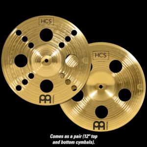 Meinl 12" Trash Stack Cymbal Pair with Holes - HCS Traditional Finish Brass for Drum Set, Made In Germany, 2-YEAR WARRANTY (HCS12TRS)