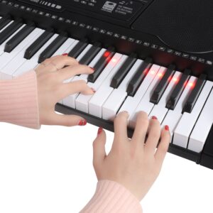 Joy 61-Key Lighting Keyboard with USB Music Player Function, Including Headphone, Stand & Stool (Kl-91MKit)