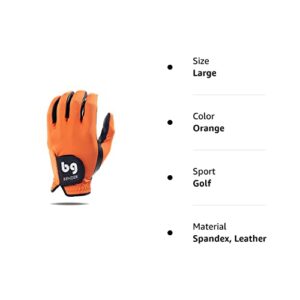 BG Bender Golf Glove | Wear On Left | (Orange, Mens Large)