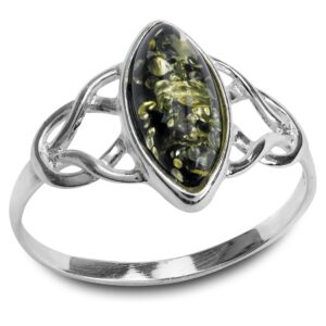 ian and valeri co. green amber sterling silver celtic trinity knot ring