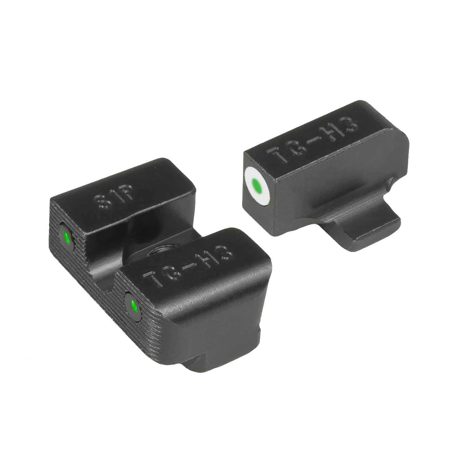 TRUGLO Tritium Pro Night Sights, Compatible with Sig Sauer #6 Front / #8 Rear | Compact Durable Glow-in-The-Dark Front & Rear Gun Sights with White Focus Lock Front Ring