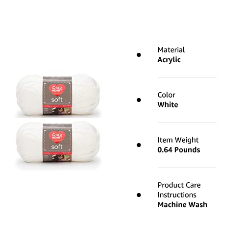 Bulk Buy: Red Heart Soft Yarn E728 (2-Pack) (White)