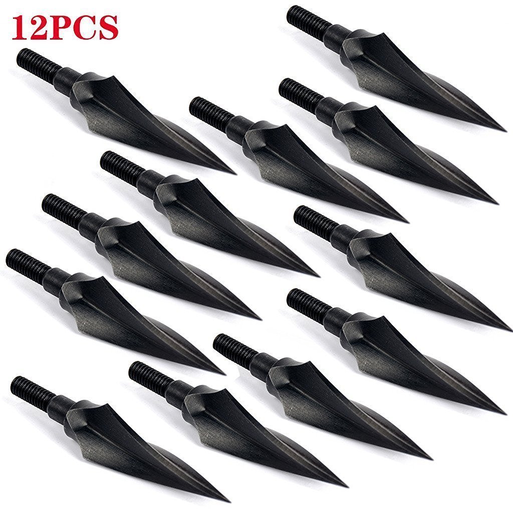 GPP 12pcs Keened Up Screw-in Twisted 3 Blades Broadheads 125 Grain Traditional Hunting Arrow Head Broadhead for DIY Flying Arrow Archery