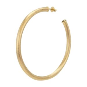 Sheila Fajl Everybody's Favorite Large 2.5 Inch Tubular Lightweight Hoop Earrings in Brush Champagne. 18k Gold and 18k Rose Gold Metal Plated