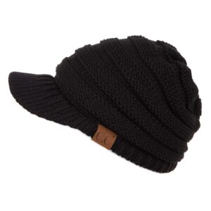 c.c hatsandscarf exclusives women's ribbed knit hat with brim (yj-131) (black amazon)