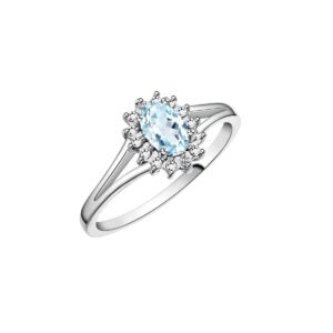 March Birthstone Ring - Aquamarine in White Gold Plated or Yellow Gold Plated Silver