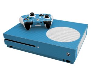 3d carbon fiber sky blue - air release vinyl decal mod skin kit by system skins - compatible with microsoft xbox one slim (xb1 slim)